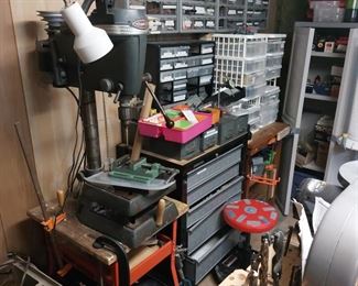 LOTS OF TOOLS AND A DRILL PRESS