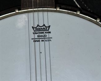 Remo Weather King banjo in case - up close 