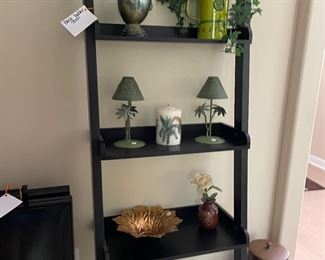 ladder type shelving unit & decor