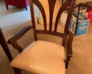 closeup of dining table chairs