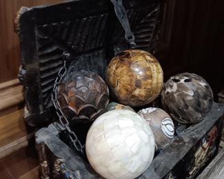 Decorative balls in chest