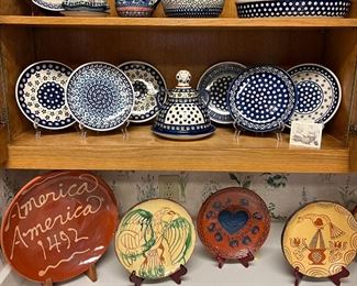 Polish Boleslawiec pottery and David T. Smith redware