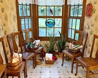 set of 6 antique oak dining chairs