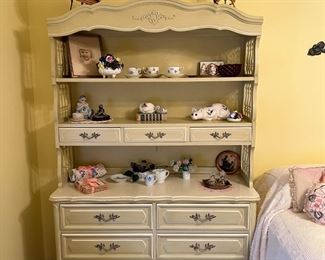 French Provencial lighted hutch