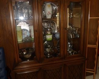 Wood and glass curio cabinet