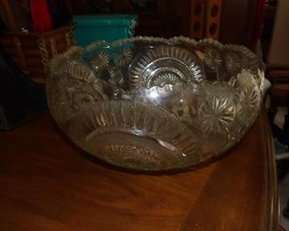 Crystal punch bowl and cups
