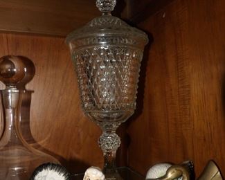 Vintage Indiana Glass Co. Diamond Point Crystal chalice