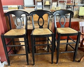 Counter Chairs Black w Rush Seats