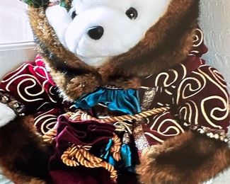 Santa Bear with fur coat collar