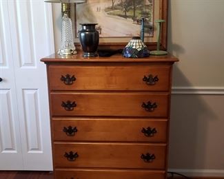 5 drawer maple chest & matching side table