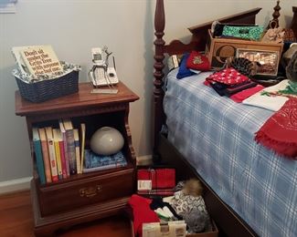Mahogany bed, double dresser, chest on chest & side table