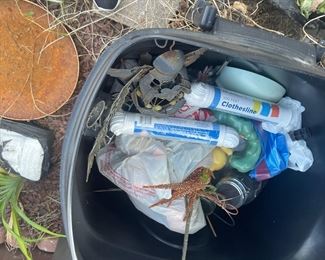 Arts and crafts over 30 large trash cans filled with arts and crafts and christmas items