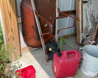 . . . wheelbarrow -- gas cans