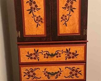 Stenciled Clothing Cedar Cabinet