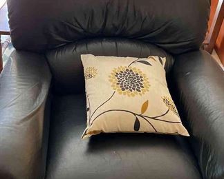 Leather LaZBoy Recliner with Throw Pillow
