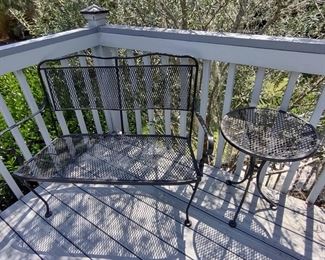 Metal Bench and Side Table