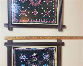 Two Cross Stitch Wall Hangings