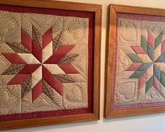 Two Framed Star Quilts