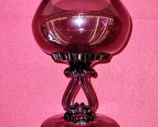 Vintage Viking Glass Amethyst Princess Flowerlite Vase, 1950 Art Glass, candy dish/candle holder, Rose Bowl Vase Flower Frog, mid-century