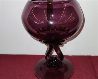 Vintage Viking Glass Amethyst Princess Flowerlite Vase, 1950 Art Glass, candy dish/candle holder, Rose Bowl Vase Flower Frog, mid-century