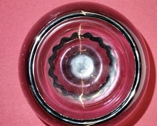 Vintage Viking Glass Amethyst Princess Flowerlite Vase, 1950 Art Glass, candy dish/candle holder, Rose Bowl Vase Flower Frog, mid-century