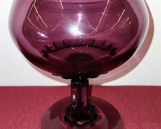 Vintage Viking Glass Amethyst Princess Flowerlite Vase, 1950 Art Glass, candy dish/candle holder, Rose Bowl Vase Flower Frog, mid-century