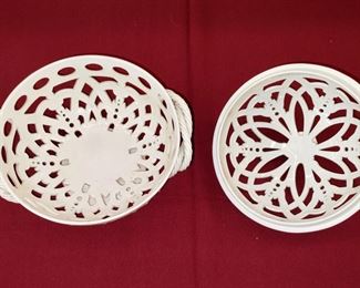 Vintage Wedgwood Cream Queens Ware Open Lattice Orange Bowl with Lid Jasperware - Amazing condition!!