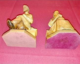 Hand carved black forest figurines. 1950s Amazing condition. Old woman sewing and old man holding pipe. 