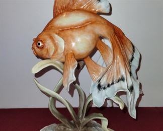 Rare - large Rosenthal Heidenreich Fan Tail Goldfish. 10.5 inches tall