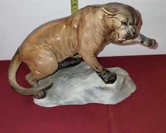 Large - Antique amazing beswick cougar on Rock