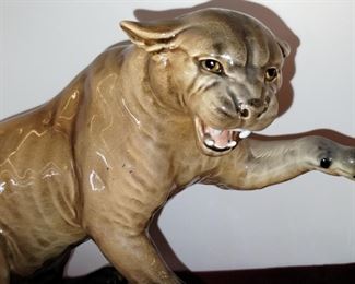 Large - Antique amazing beswick cougar on Rock