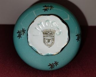 Vintage Limoges Small Blue floral Pitcher with gold etching and handle
