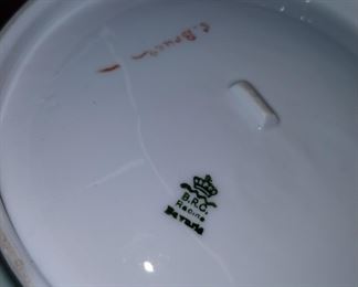 Vintage Bavaria , B.R.C plate floral, gold rim around plate with cabinet handles