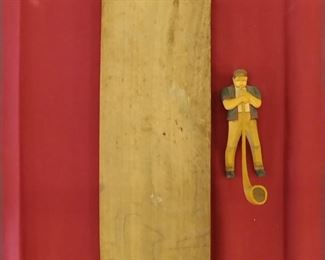 Huggler Wyss Swiss Hand Carved Hand Painted Folk Wood Figurine Horn Player Brienz, Switzerland, and Egyptian themed wood carving 