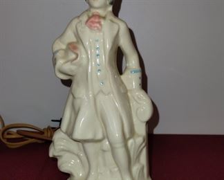 Set of 2 Early 20th Century Victorian French Colonial Man and Woman Table Lamps. Beautiful!!