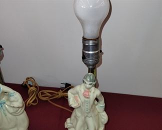 Set of 2 Early 20th Century Victorian French Colonial Man and Woman Table Lamps. Beautiful!!