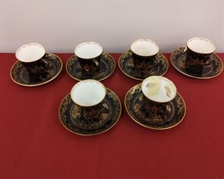 Beautiful set of six Staffordshire tea cups and saucers