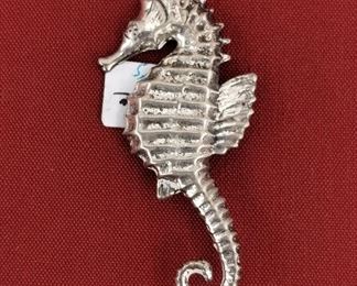 Vintage sterling silver seahorse brooch