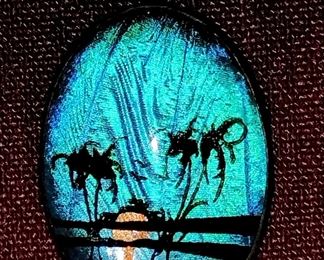 Vintage Unsigned Hoffman Sterling  Pendant - Tropical Butterfly Wing Sunset