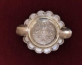 Sterling Mexican Aztec calendar ashtray 