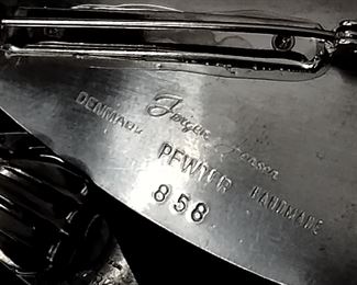 Vintage Jogen Jensen Pewter Clip-on earrings and brooch/pin