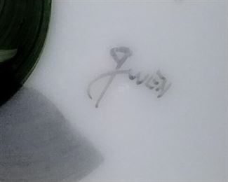 Pair of beautiful mint condition Vtg 1930’s DELUXE INC USA Milk Glass Vases Cabbage Roses Artist Signed 13 inches tall