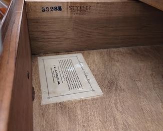 Stickley Cherry valley Chippendale style dresser with mirror and eight drawers and tall bureau with hidden table with eight drawers - beautiful pieces! 