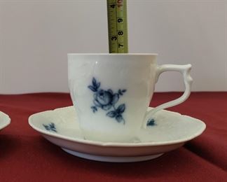 Rosenthal "Rhapsody Romance" Blue Floral Demitasse Cup & Saucer Set of 2