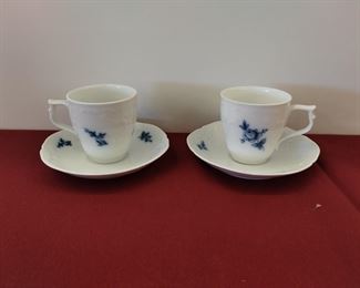 Rosenthal "Rhapsody Romance" Blue Floral Demitasse Cup & Saucer Set of 2