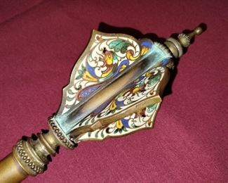 Antique ceremonial mace - beautiful brass shaft ordained with cloisonnate and enamel.
Incredible condition!! Must see!!

