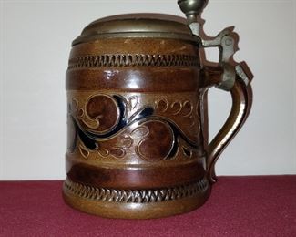 Vintage handarbeit German lidded presentation beer stein