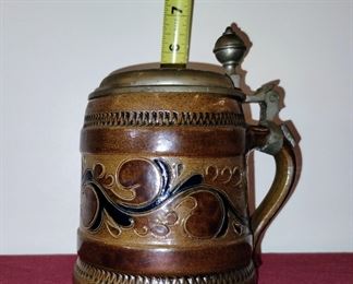 Vintage handarbeit German lidded presentation beer stein