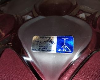 Vintage Romanian Crystal centerpiece / cake platter. 