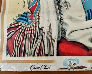 Original Winold Reiss Vintage Poster Empire Builder Train Crow Chief Blackfeet Indian Montana 1956